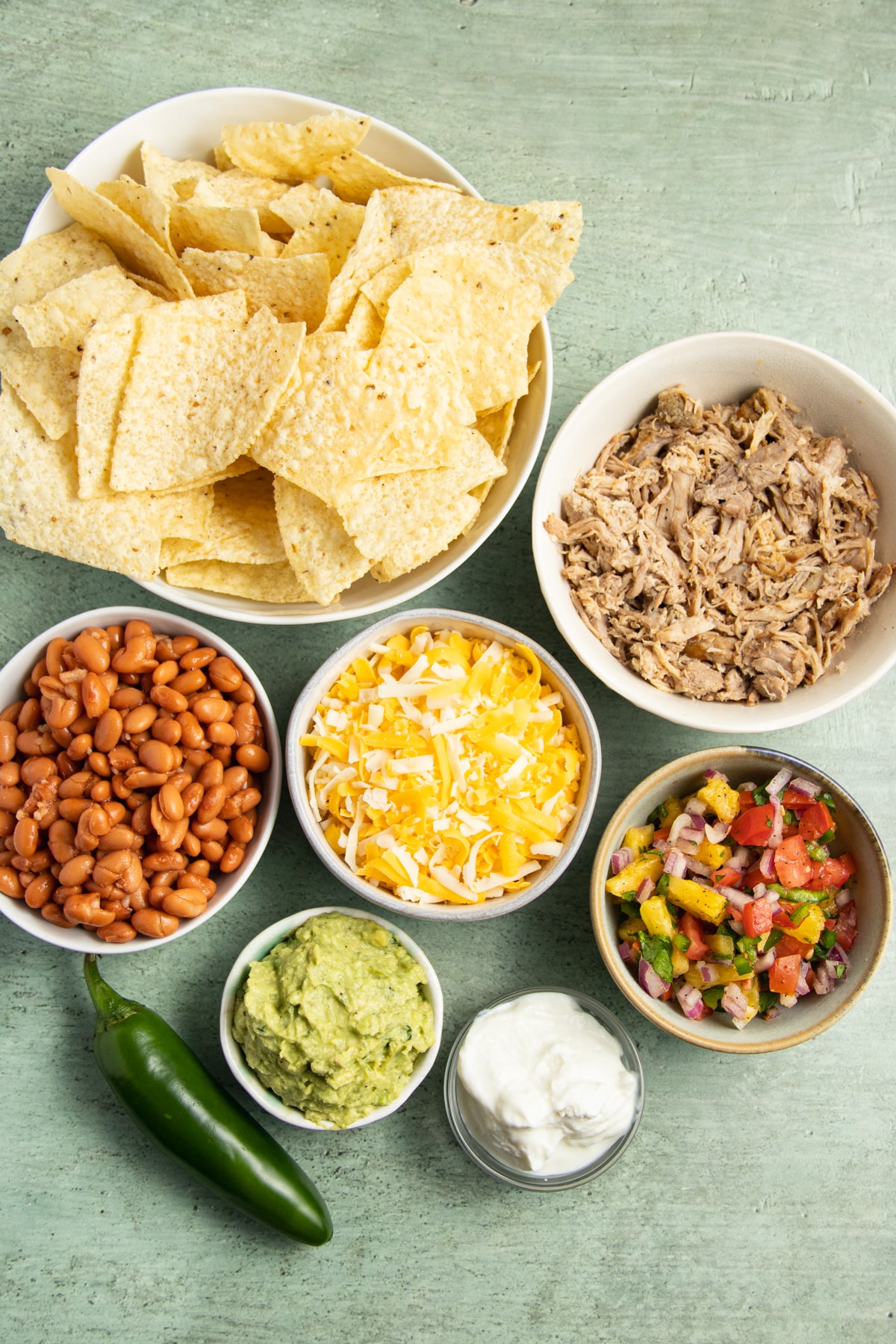 This is a picture of the ingredients used to make these nachos.