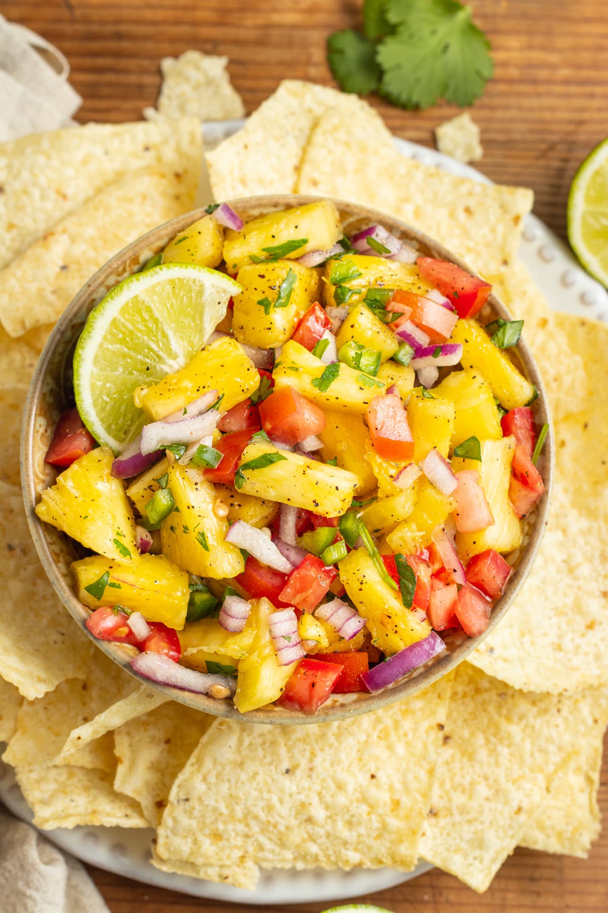This is a picture of a bowl of pineapple salsa.