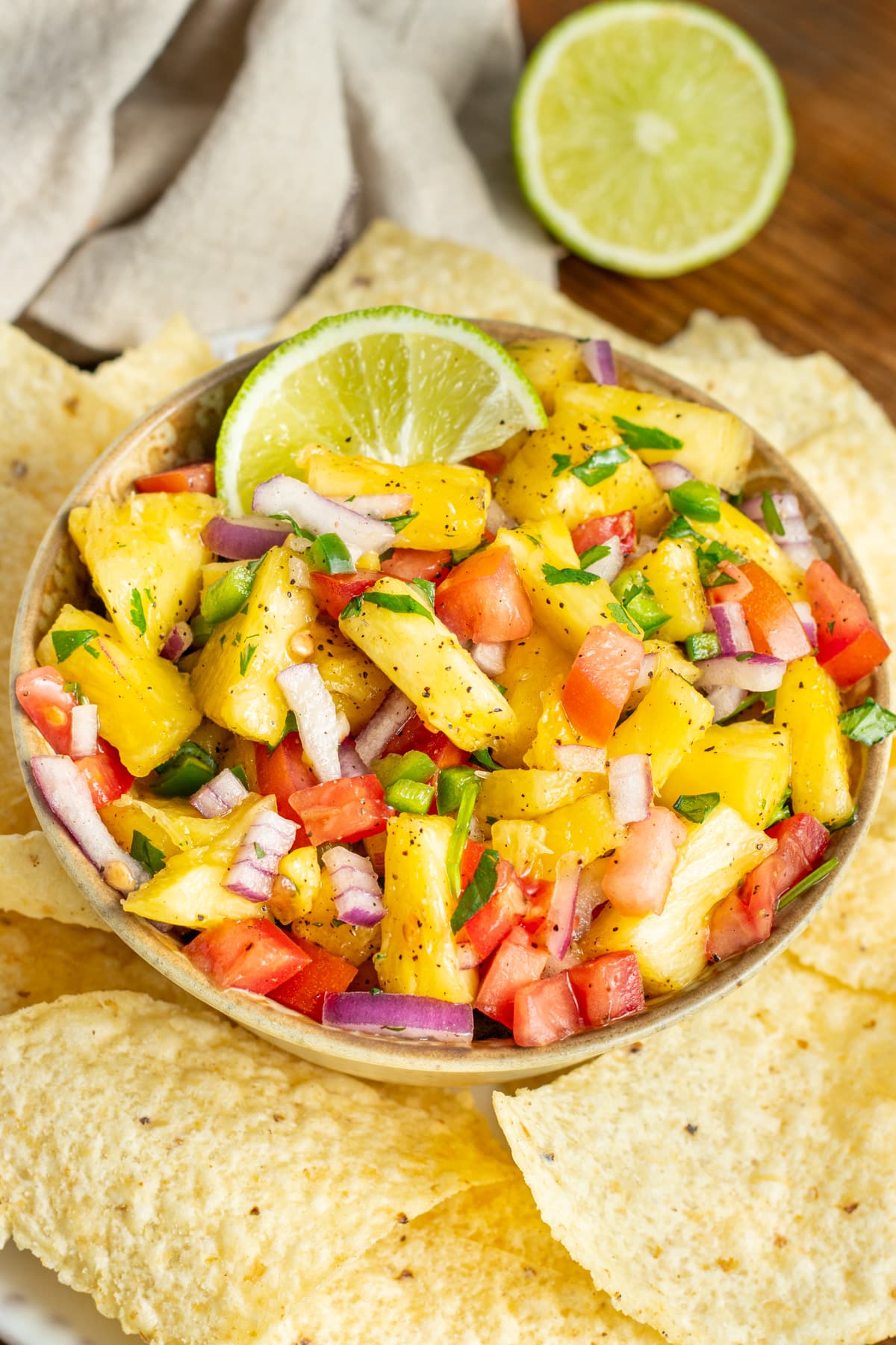 This is a picture of a bowl of pineapple salsa.