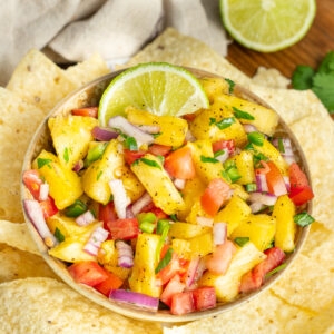 This is a picture of a bowl of pineapple salsa.