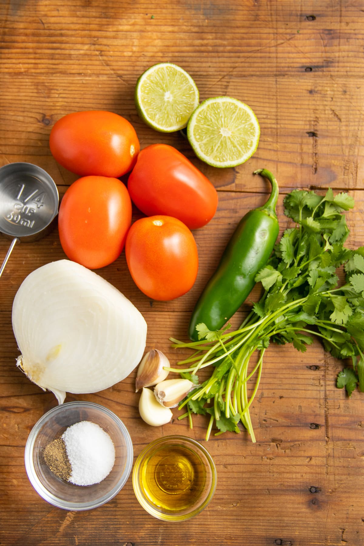 This is a picture of the ingredients used to make roasted red salsa.