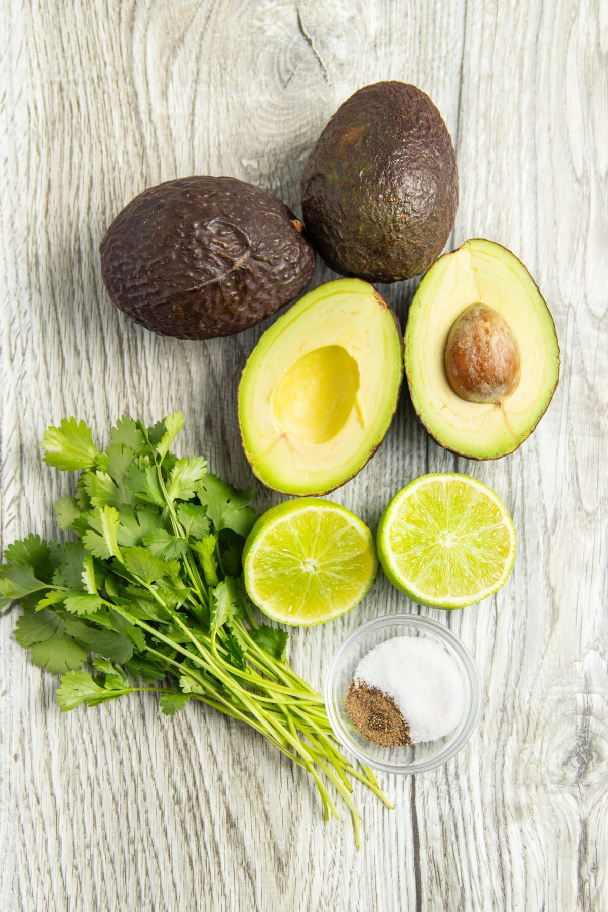 This is a picture of all the ingredients needed to make this guacamole.