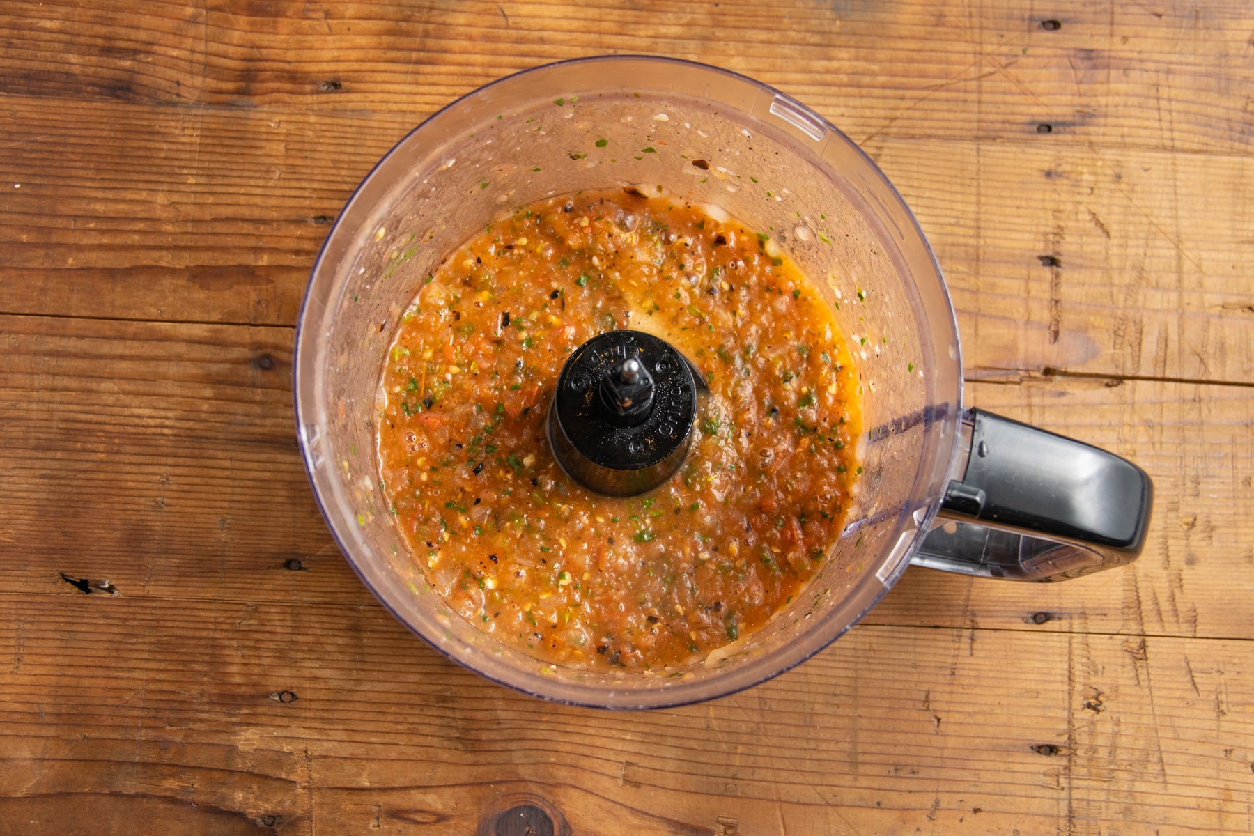 This is a picture of the ingredients into a food processor after blending.
