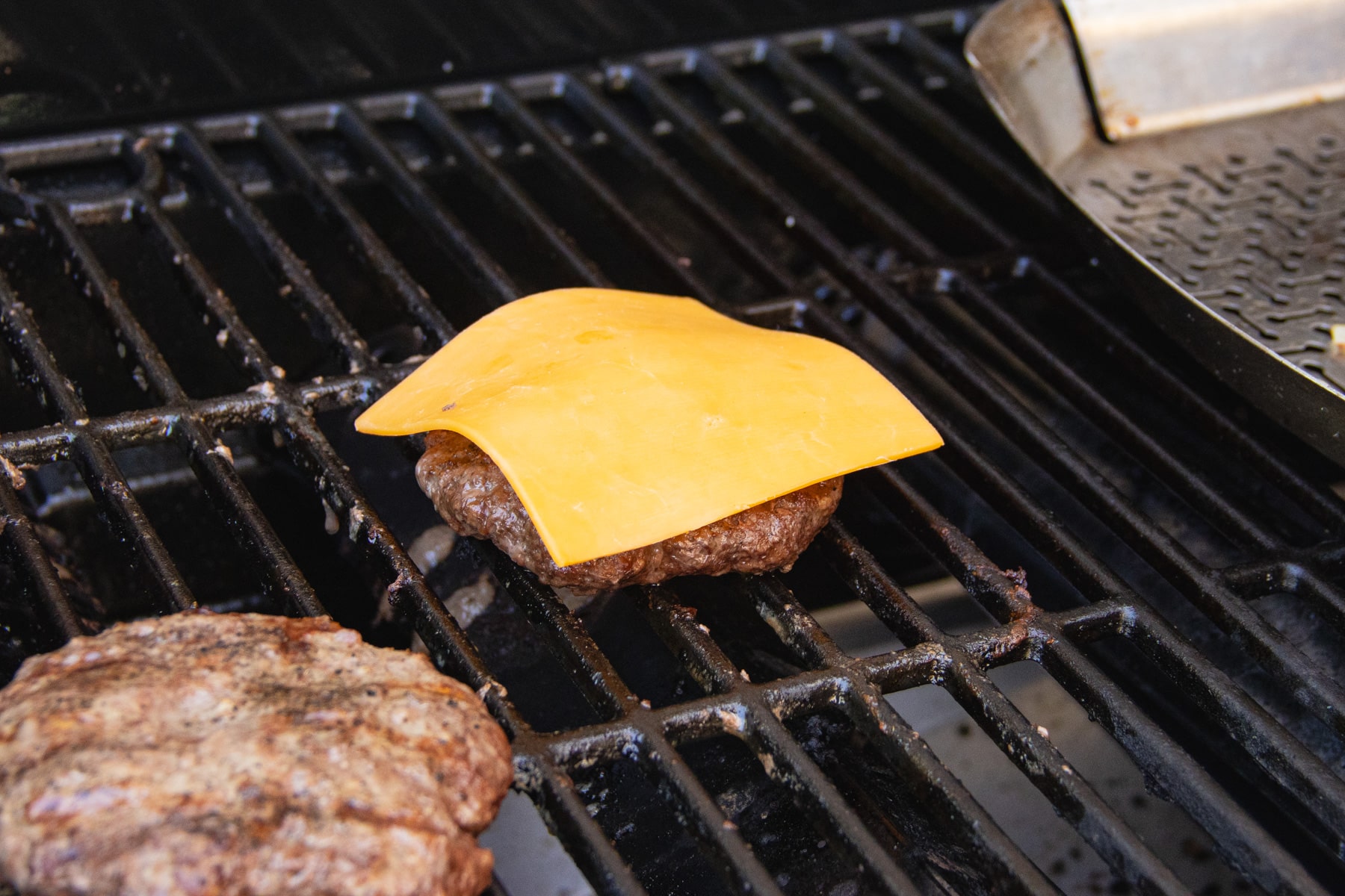 This is a picture of the patty with cheese added.